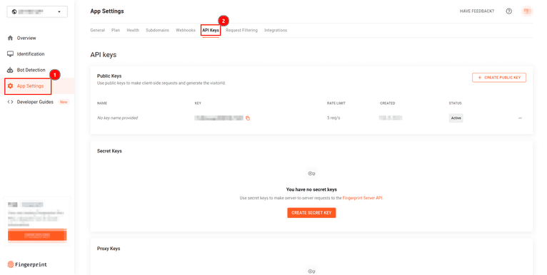 Obtaining API keys